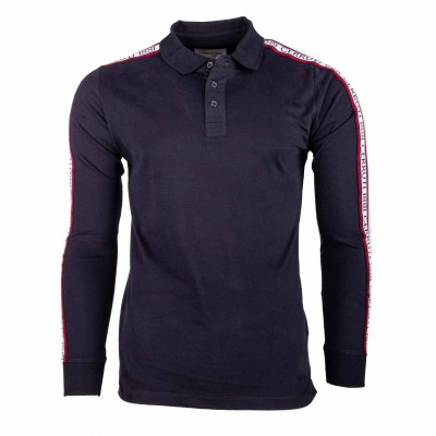 Einfarbiges Langarm-Poloshirt