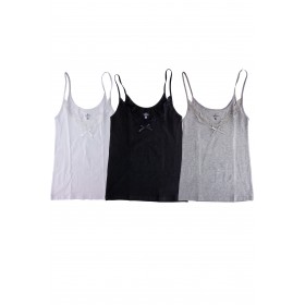 Lot de 3 débardeurs dentelle pack de 3 débardeurs petite bretelle blanc gris noir