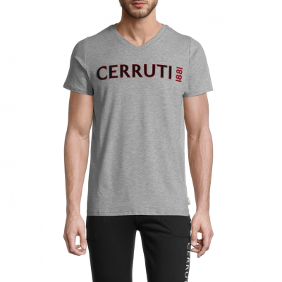 Camiseta de manga corta con cuello en v patrón en frente