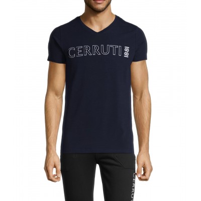 T-shirt manches courtes col V motif devant